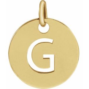 18K Yellow Gold-Plated Sterling Silver Initial G 10 mm Disc Pendant - BN & CO JEWELRY