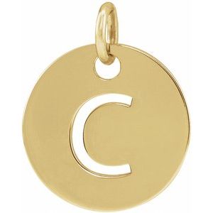 18K Yellow Gold-Plated Sterling Silver Initial C 10 mm Disc Pendant - BN & CO JEWELRY