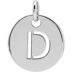 Sterling Silver Initial D 10 mm Disc Pendant - BN & CO JEWELRY