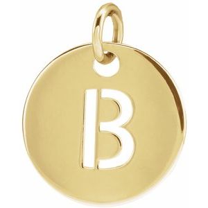 18K Yellow Gold-Plated Sterling Silver Initial B 10 mm Disc Pendant - BN & CO JEWELRY