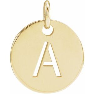 14K Yellow Initial A 10 mm Disc Pendant - BN & CO JEWELRY