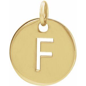 14K Yellow Initial F 10 mm Disc Pendant - BN & CO JEWELRY