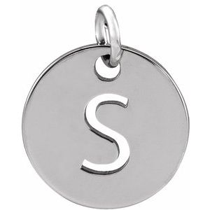 Sterling Silver Initial S 10 mm Disc Pendant - BN & CO JEWELRY