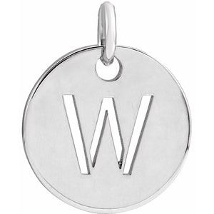 Sterling Silver Initial W 10 mm Disc Pendant - BN & CO JEWELRY