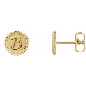 14K Yellow Engravable Beaded Earrings - BN & CO JEWELRY