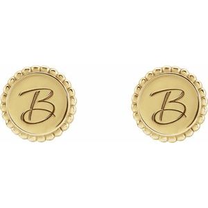 14K Yellow Engravable Beaded Earrings - BN & CO JEWELRY