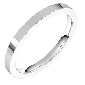 10K White 2 mm Flat Comfort Fit Band Size 7 - BN & CO JEWELRY