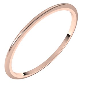 10K Rose 1 mm Half Round Band - BN & CO JEWELRY