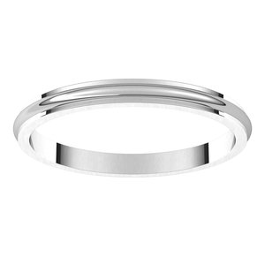 Platinum 2 mm Half Round Edge Band Size 10 - BN & CO JEWELRY