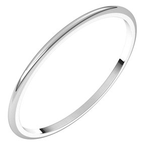 14K White 1 mm Half Round Light Band Size 6 - BN & CO JEWELRY