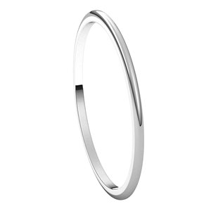 14K White 1 mm Half Round Light Band Size 6 - BN & CO JEWELRY