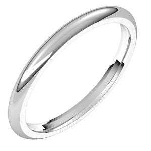 14K X1 White 2 mm Half Round Comfort Fit Band Size 7 - BN & CO JEWELRY