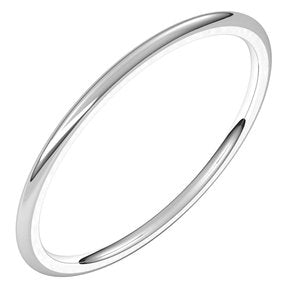 14K White 1 mm Half Round Comfort Fit Light Band Size 5 - BN & CO JEWELRY