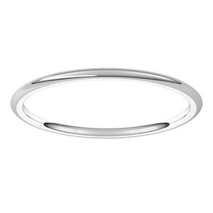 14K White 1 mm Half Round Comfort Fit Light Band Size 5 - BN & CO JEWELRY