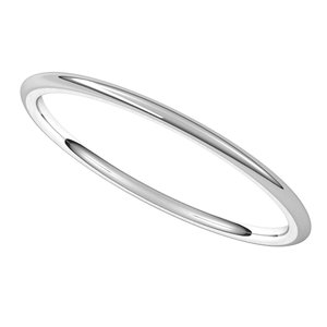 14K White 1 mm Half Round Comfort Fit Light Band Size 5 - BN & CO JEWELRY