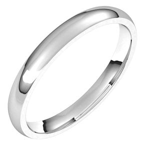 14K White 2.5 mm Half Round Comfort Fit Light Band Size 9.5 - BN & CO JEWELRY