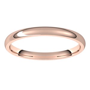 10K Rose 2 mm Half Round Comfort Fit Light Band - BN & CO JEWELRY