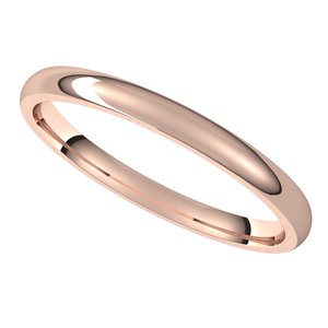 10K Rose 2 mm Half Round Comfort Fit Light Band - BN & CO JEWELRY