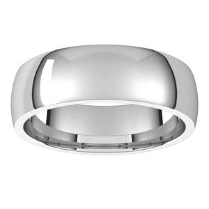 14K White 6 mm Half Round Comfort Fit Light Band Size 5.5 - BN & CO JEWELRY