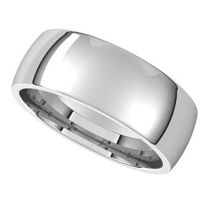 Sterling Silver 7 mm Half Round Comfort Fit Light Band - BN & CO JEWELRY