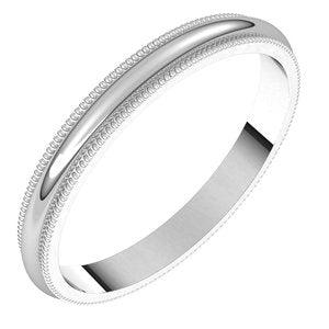 14K White 2.5 mm Milgrain Half Round Band Size 8 - BN & CO JEWELRY