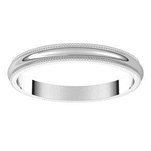 14K White 2.5 mm Milgrain Half Round Band Size 8 - BN & CO JEWELRY