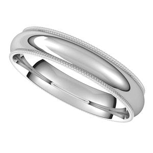 Sterling Silver 4 mm Milgrain Half Round Comfort Fit Light Band Size 8 - BN & CO JEWELRY