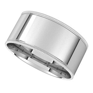 Platinum 9 mm Milgrain Flat Comfort Fit Band Size 12.5 - BN & CO JEWELRY