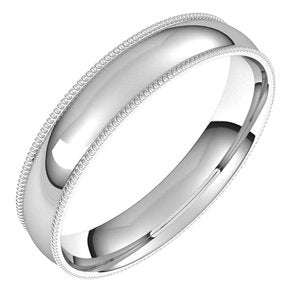 Sterling Silver 4 mm Milgrain Half Round Comfort Fit Light Band Size 8 - BN & CO JEWELRY