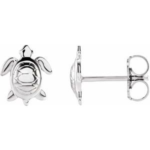 Sterling Silver 8.8x7.4 mm Turtle Earrings - BN & CO JEWELRY