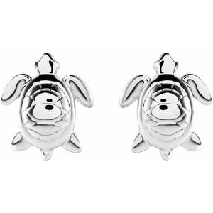 Sterling Silver 8.8x7.4 mm Turtle Earrings - BN & CO JEWELRY