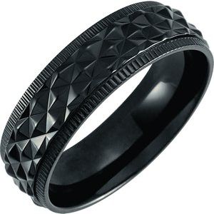 Titanium 7 mm Patterned Coin Edge Band - BN & CO JEWELRY