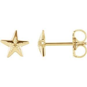 14K Yellow 6.7x6.6 mm Starfish Earrings - BN & CO JEWELRY