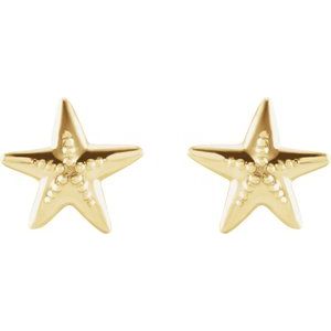 14K Yellow 6.7x6.6 mm Starfish Earrings - BN & CO JEWELRY