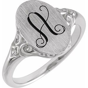 Sterling Silver 13x9 mm Oval Signet Ring - BN & CO JEWELRY