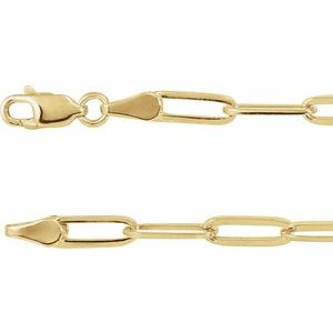 18K Yellow Gold-Plated Sterling Silver 3.85 mm Elongated Flat Link 16" Chain - BN & CO JEWELRY