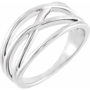 Sterling Silver 10.2 mm Criss-Cross Ring - BN & CO JEWELRY