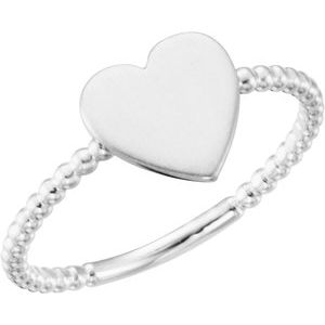 Continuum Sterling Silver Heart Engravable Beaded Ring - BN & CO JEWELRY