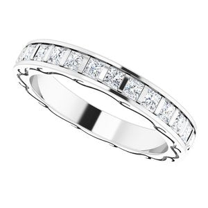 14K White 1 1/2 CTW Diamond Square Eternity Band Size 7 - BN & CO JEWELRY