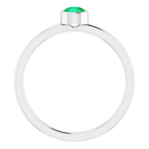 Rhodium-Plated Sterling Silver 4 mm Imitation Emerald Ring - BN & CO JEWELRY