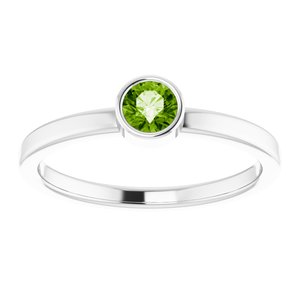 Rhodium-Plated Sterling Silver 4 mm Imitation Peridot Ring - BN & CO JEWELRY