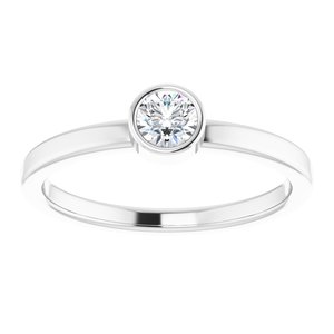 Rhodium-Plated Sterling Silver 4 mm Imitation Diamond Ring - BN & CO JEWELRY