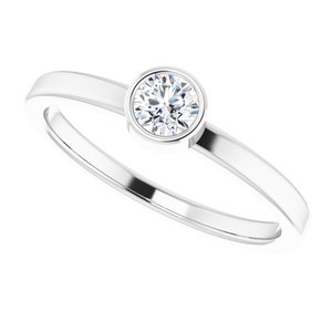 Rhodium-Plated Sterling Silver 4 mm Imitation Diamond Ring - BN & CO JEWELRY