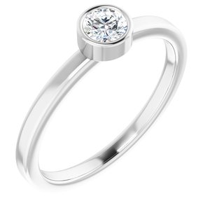 Rhodium-Plated Sterling Silver 4 mm Imitation Diamond Ring - BN & CO JEWELRY