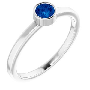 Rhodium-Plated Sterling Silver 4 mm Imitation Blue Sapphire Ring - BN & CO JEWELRY