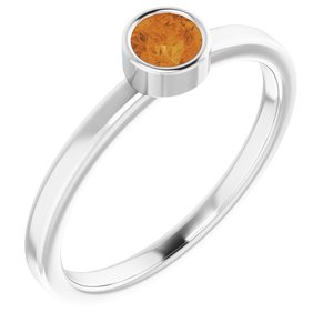 Rhodium-Plated Sterling Silver 4 mm Imitation Citrine Ring - BN & CO JEWELRY