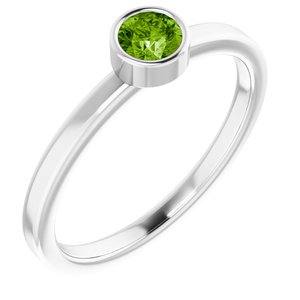 Rhodium-Plated Sterling Silver 4 mm Imitation Peridot Ring - BN & CO JEWELRY