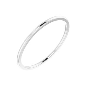 14K White 1 mm Half Round Comfort Fit Band Size 8 - BN & CO JEWELRY