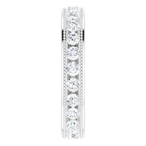 14K White 1 1/2 CTW Natural Diamond Milgrain Eternity Band Size 7 - BN & CO JEWELRY