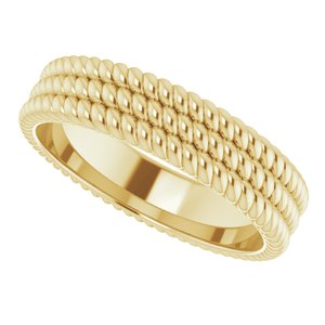 14K Yellow 5.25 mm 3-Layered Stacked Rope Band Size 5 - BN & CO JEWELRY